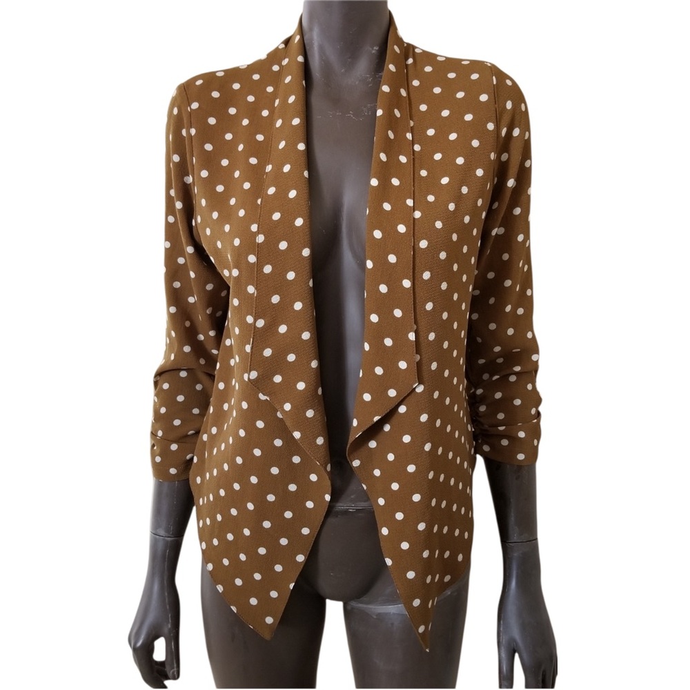 Brown and White polka dots Lightweight  Blazer